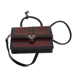 M.C. Marc Chantal Brown Alligator Croc Leather Handbag Purse Shoulder Crossbody